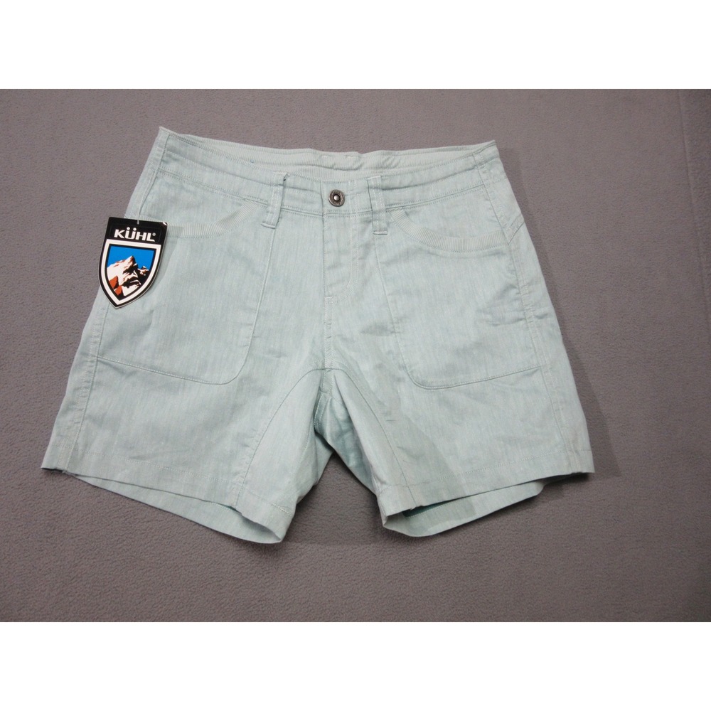 KUHL Shorts Women 4 Tradewind Blue Zelle Cotton Linen Outdoor Utility Hiking New
